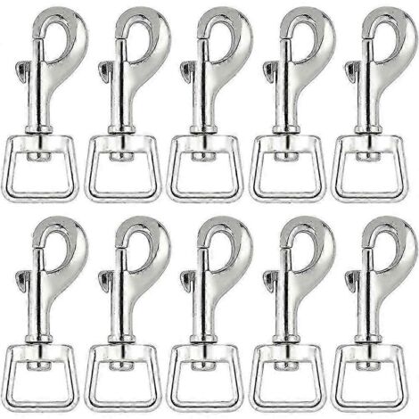 Lot de 20 mousquetons à ressort pour attacher laisse et collier de chien, fermoir pivotant robuste, boucle à œillet, clip de déclenchement argenté