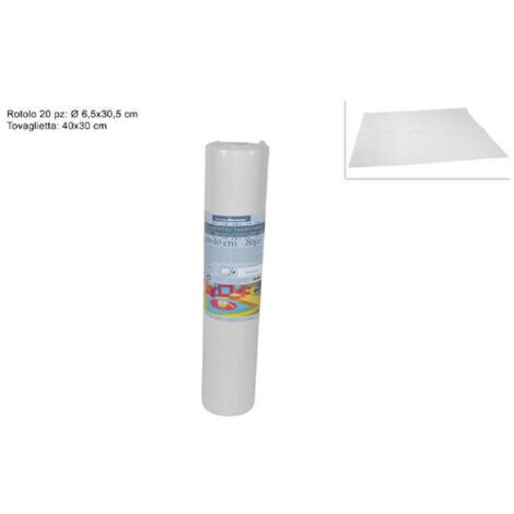 Lot De 20 Nappes Et Serviettes De Table Avec Chemin De Table Déchirable Tnt Roller 30 X 40 Cm Blanc