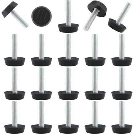 Lot de 20 niveleurs réglables filetés à visser pour meubles, pieds de nivellement M6 pour meubles de patio, pieds de table, chaises et pieds de meubles
