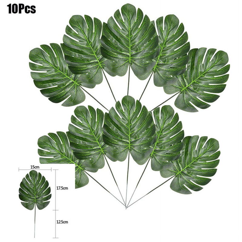 Lot de 20 ou 10 feuilles de palmier artificielles tropicales hawaïennes, fausses feuilles en soie pour décoration de maison, de mariage, de fête d'été
