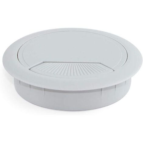 lot de 20 passe-câbles rond encastrable, diamètre 60mm, plastique gris, pour bureau et domicile