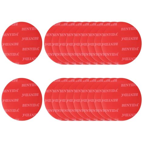 Lot de 20 pastilles adhésives double face, 5 cm de diamètre - Ruban adhésif carré en mousse imperméable et résistant à la chaleur, adapté aux parois de voiture et à la décoration intérieure, rouge.