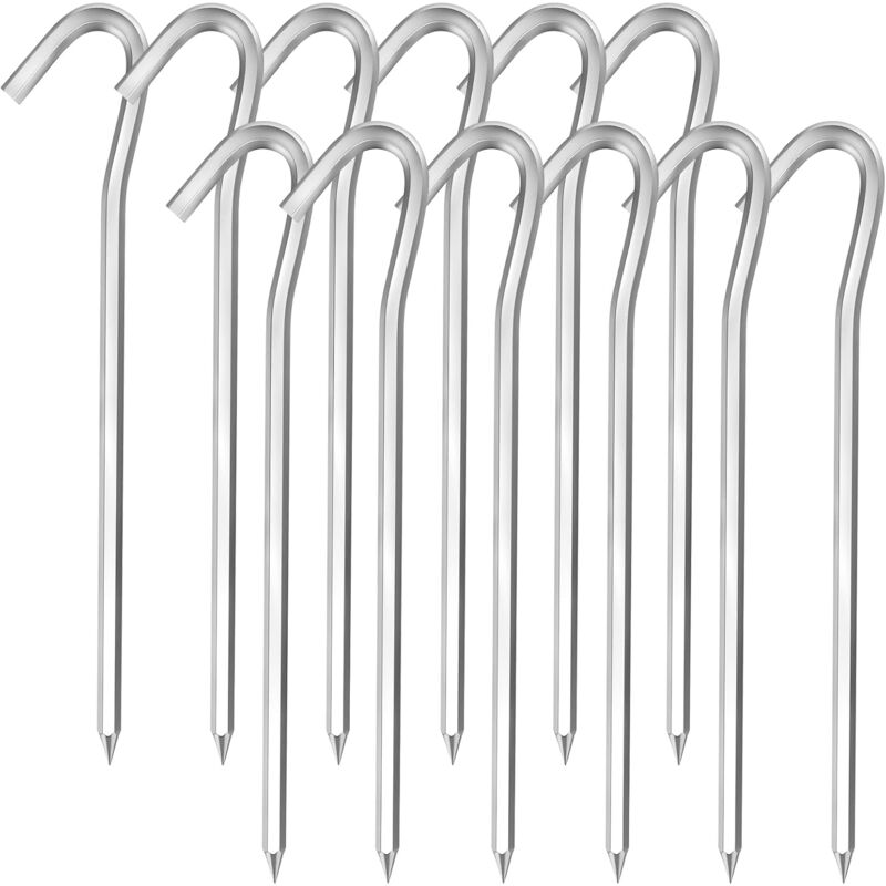 Tigrezy - Lot de 20 Pcs Piquets de Tente,Piquet de Fixation,Sardine Tente Argenté Piquets de Tente en Piquets de Fixation Sol Crochet pour Le Camping