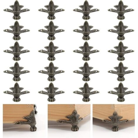 Lot de 20 pieds de boîte en laiton antique, pieds de boîte à bijoux en bois, pieds de protection d'angle décoratifs,  bronze