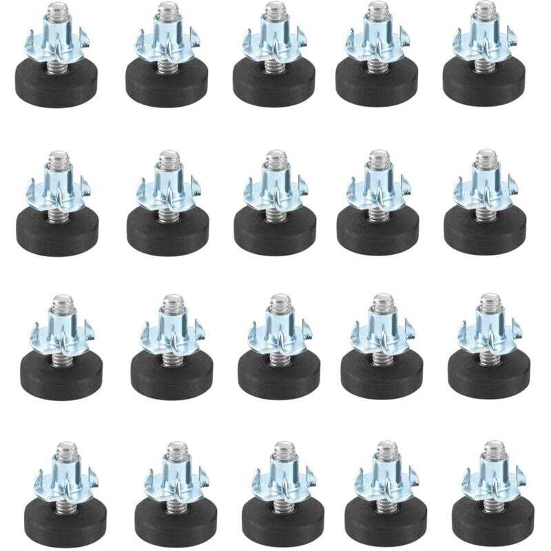 Lot de 20 pieds de meuble réglables avec vis de réglage Vis de réglage Avec écrou à enfoncer M6 Diamètre : 22 mm Socle réglable en hauteur Pour pieds