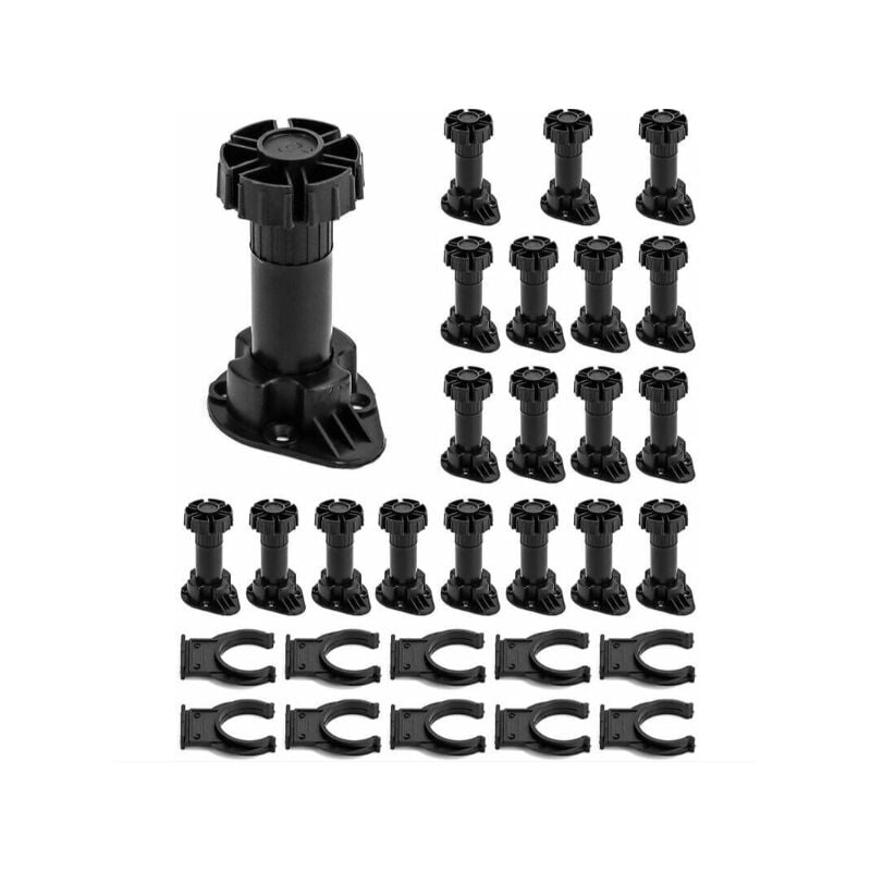 Alovez - Lot de 20 pieds de meubles pieds de meubles de cuisine livrés avec 10 supports de fixation portée étendue : 100-120 mm