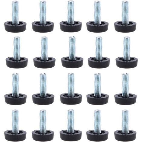 Lot de 20 Pieds de nivellement pour meubles -M8 x 24 mm, protections pour pieds de table réglables avec tige filetée, 24 mm, pied de nivellement à visser pour meubles