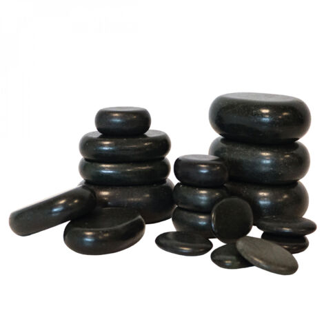 Lot de 20 pierres chaudes pour massage en basalte naturel poli + Sac de rangement - Vivezen