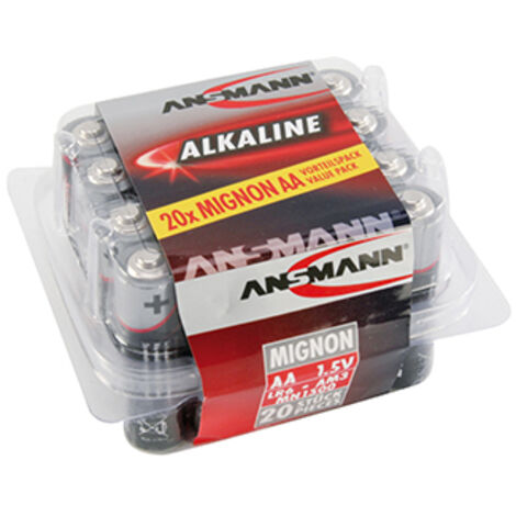 lot de 20 piles alcalines 1,5 v aa / lr6.
