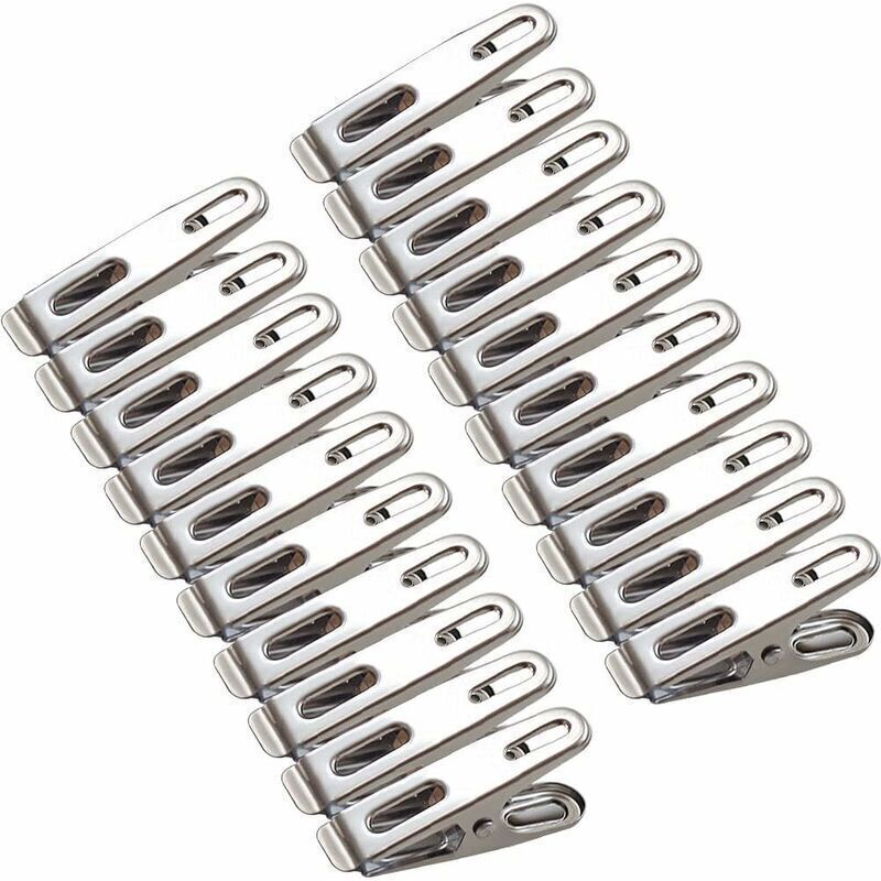 Lot de 20 Pinces à Linge INOX( Argent ) , 4.5 cm Petites Pinces à Linge métal Pince Linge Inoxydable Epingle a Linge