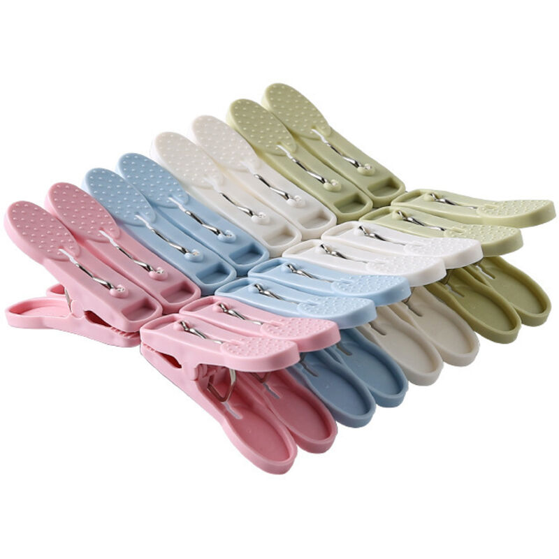Lot de 20 pinces à linge multifonctionnelles en plastique pour suspendre les couettes et sécher le linge au vent.