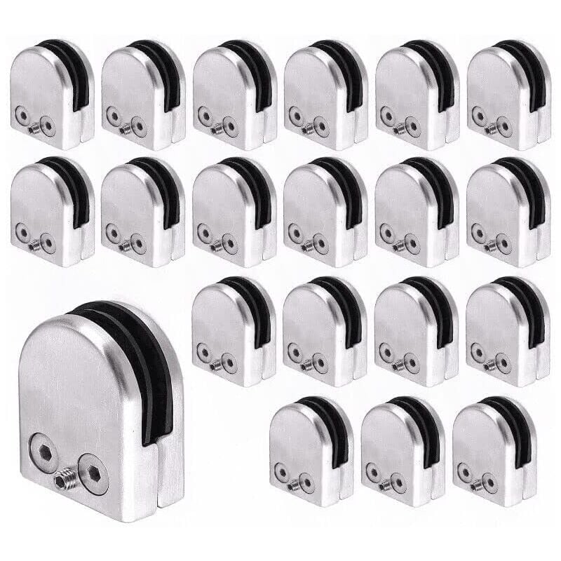 Gojoy - Lot de 20 pinces à verre en acier inoxydable poli pour escalier, balustrade, verre (20 pièces de 8 à 10 mm)