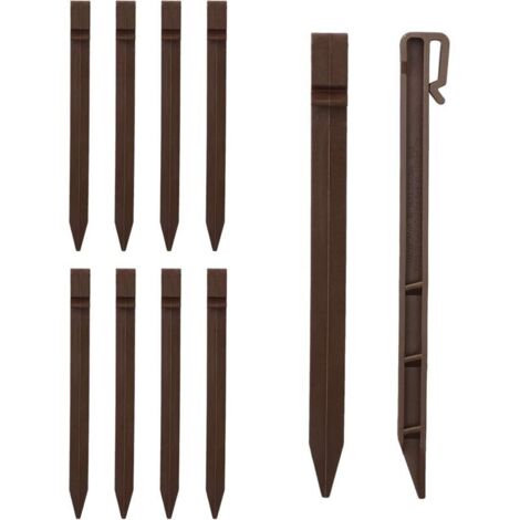 Lot de 20 piquets de jardin en plastique de 24 . piquets d'ancrage en spirale. piquets d'ancrage de paysage. piquets de paysage. piquets de jardin pour clôture de jardin. Marron