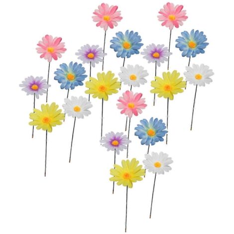 Lot de 20 piquets décoratifs en métal pour jardin, motif marguerite, artisanat en fer.