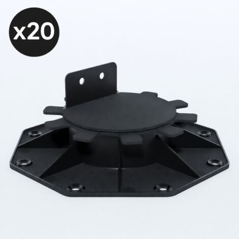 Lot de 20 plots 30-60 mm pour terrasse bois et composite - Coloris - Noir, Unités - 20 plots
