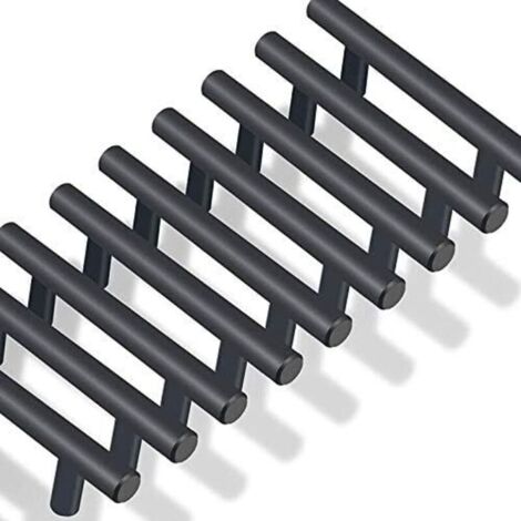 Lot de 20 poignées d'armoires de cuisine noires Poignées d'armoires noires en acier inoxydable (trou central : 64 mm)