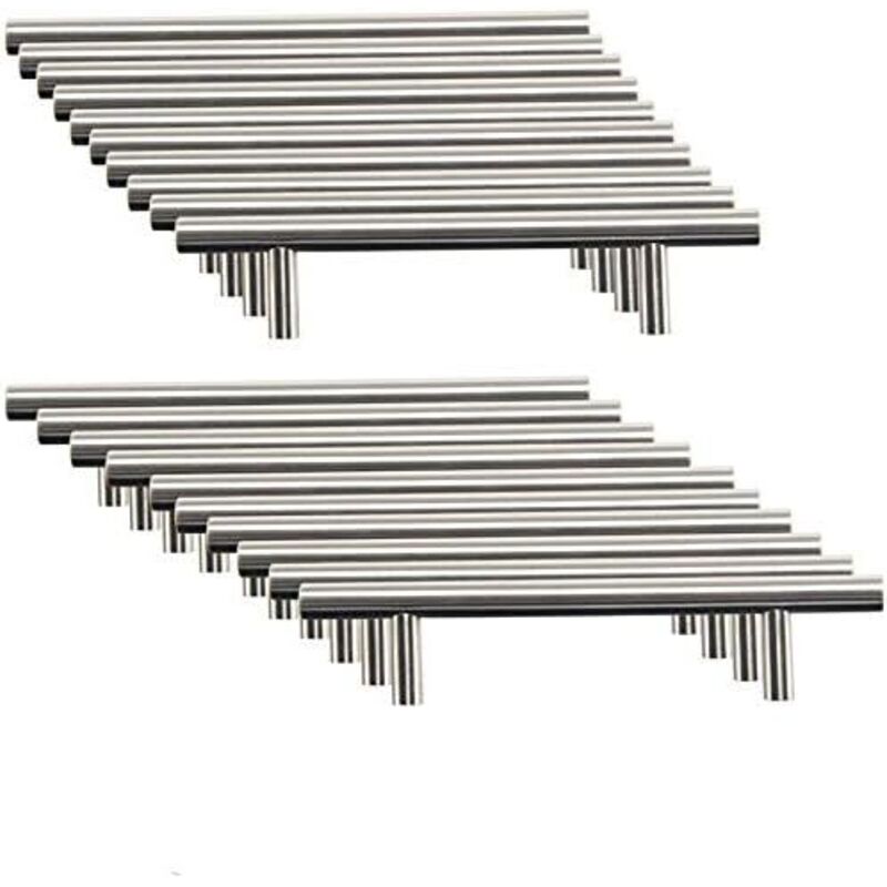 Lot de 20 poignées de placard de cuisine en acier inoxydable, poignées de meubles de cuisine, entraxe 96 mm, brossées