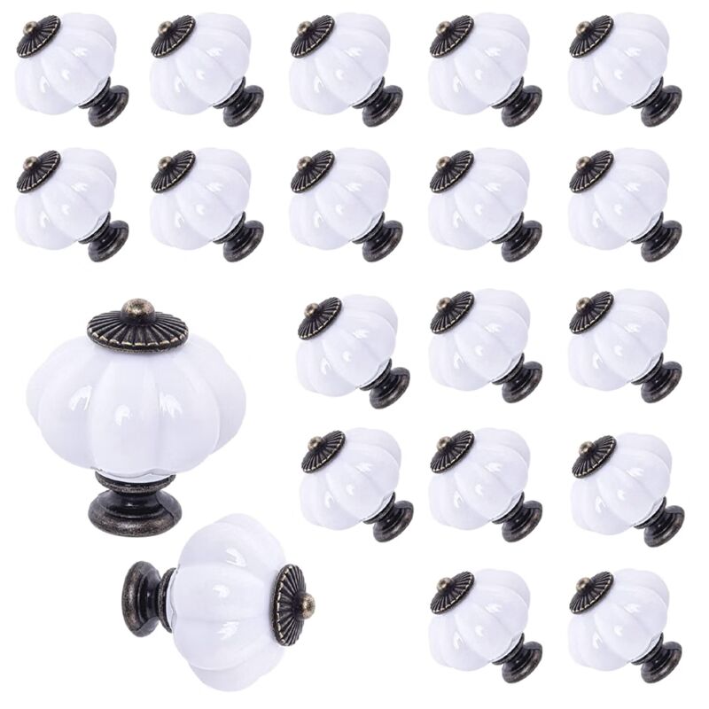 Lot de 20 poignées décoratives vintage en forme de citrouille en acrylique pour portes, placards, tiroirs, commodes, placards, meubles de cuisine ou