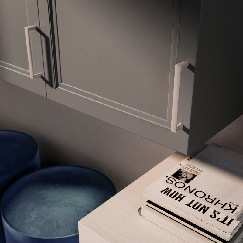 Emuca - 9161051 Lot de 25 poignées pour meubles Fuji, L103mm, entraxe 96mm, Zamak, Nickel satiné