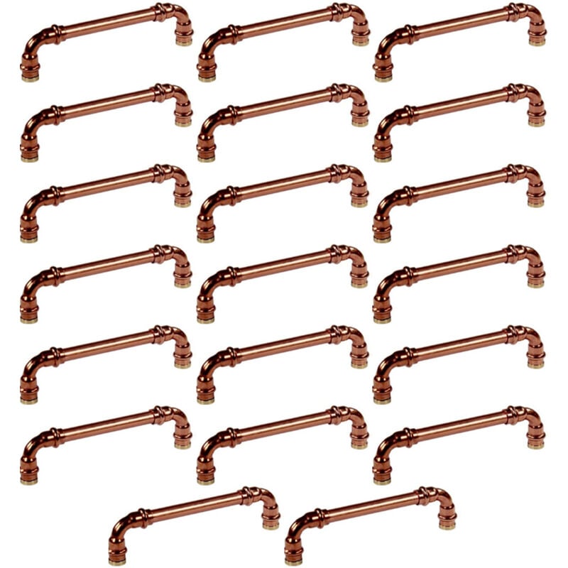 Lot de 20 Poignées de meuble cuivre "Vintage-Rétro" - Entraxe 160 mm - Ø12 mm - Arcanaute