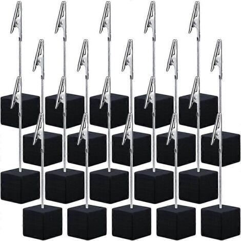 Lot de 20 porte-mémos cubiques avec pince crocodile, noir