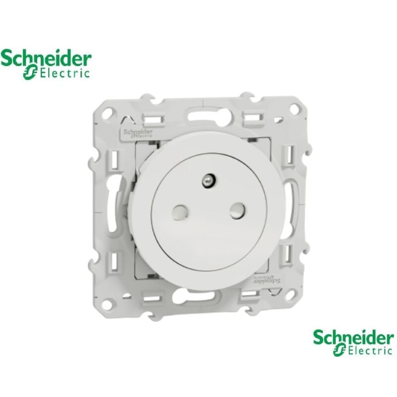 Schneider Electric - Lot de 20 Prises de courant 2P+T 16A Odace blanc Affleurante connexion rapide Schneider S520052