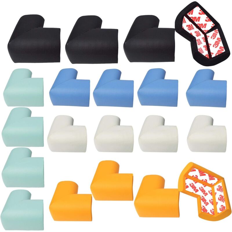 Lot de 20 protections d'angle et protections de bord, protections de pare-chocs en mousse souple, couvertures d'angle, multicolore