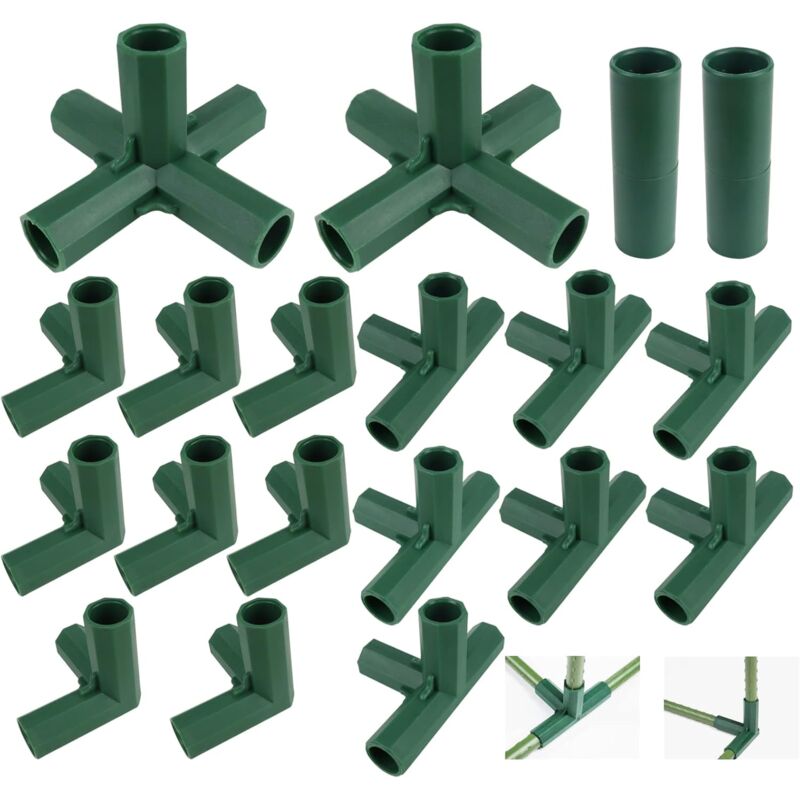 Roleader - Lot de 20 raccords pour cadre de serre, connecteurs d'angle pour cadres de jardin, étagères de cadre de jardin, 3, 4, 5 voies, 16 mm