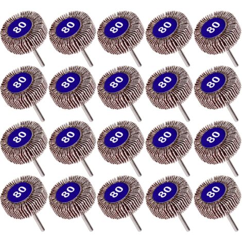 Lot 20 Roues à Lamelles Abrasives LINSOCLE – Ponçage 5 Tailles, Grain 80, Oxyde D'aluminium, Neuves