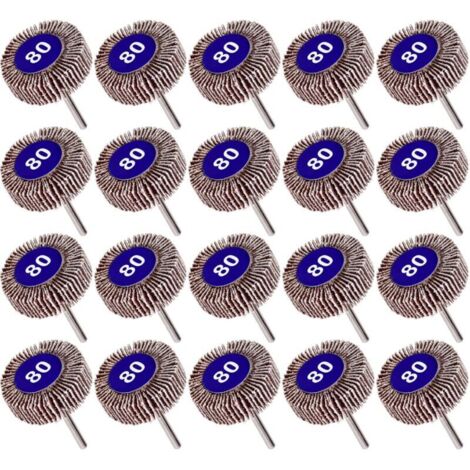 Lot de 20 Roue à Lamelles Grain 80, Papier Abrasif Roue de Polissage Roue à Lamelles Dremel 10mm