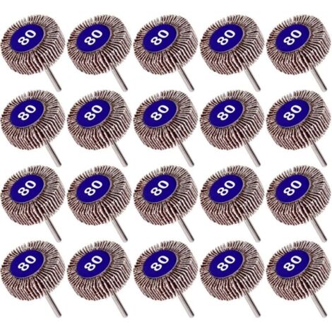 Lot de 20 Roue à Lamelles Grain 80, Papier Abrasif Roue de Polissage Roue à Lamelles Dremel 10mm-LIAIKI