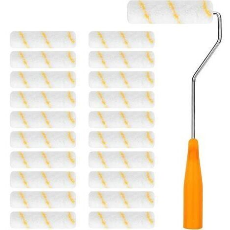 Lot de 20 rouleaux à peinture - Mini rouleau à peinture avec poignées en caoutchouc - Convient pour la décoration murale architecturale et les fournitures de peinture (10 cm)