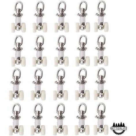 Lot de 20 rouleaux de rail planeur de voie de rideau – Roues en alliage d'aluminium 10mm – Pour armoires et bibliothèques – Dimensions 4,5 x 1 cm