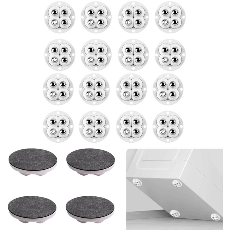 Bluedeer - Lot de 20 Roulettes Miniatures Pivotantes Autocollantes, Roulettes à Billes 360° avec 4 Billes en Acier, Roulettes Compacts pour Divers