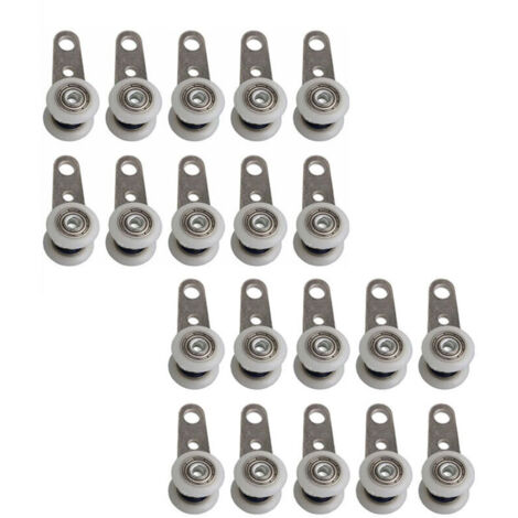 Lot de 20 Roulettes pour Baies Vitrées et Portes Coulissantes Métal Plastique 4,5 x 1,9 cm