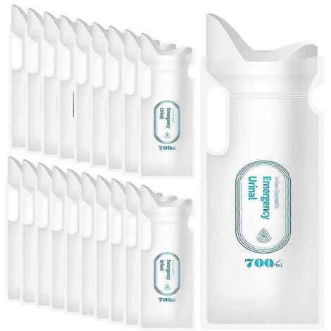 Lot de 20 sacs à urine jetables de 700 ml, idéaux pour les voyages, le camping, les urgences et les embouteillages.