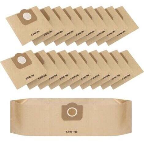 Lot de 20 Sacs Aspirateur pour Karcher 6.959-130.0 A2201 WD3 Sacs Filtrants en Papier de Rechange pour Aspirateur Wet & Dry, Sac pour Karcher WD3 Premium Accessoires Pièces Détachées