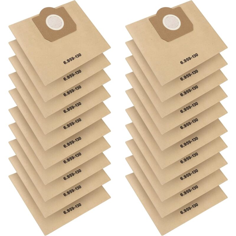 Lot de 20 Sacs Aspirateur Pour Karcher 6.959-130.0 WD3,Sacs Filtrants en Papier pour Karcher 6.959-130.0 WD3/WD3P/MV3/A2204/A2204/A2534/SE 4001/SE