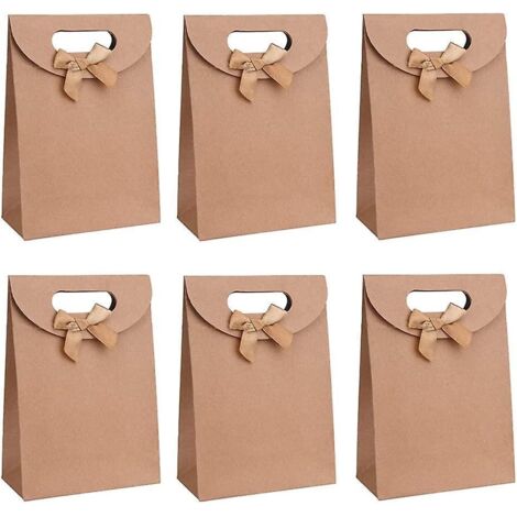 Lot de 20 sacs cadeaux en papier kraft, avec poignée, couleur brune.