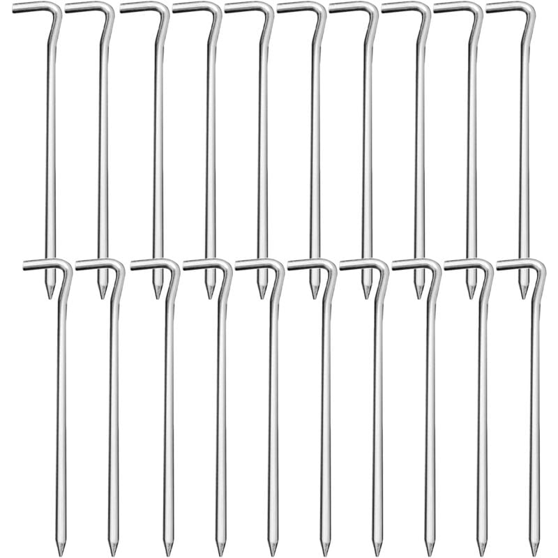 Lot de 20 Sardines de Tente en Métal, Piquets de Camping 18 cm, Idéal pour Jardinage et Pêche