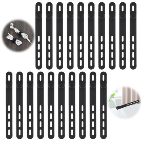 Lot de 20 serre-câbles en silicone, réutilisables, pour chargeur de téléphone portable, organiseur de câbles, multifonction, pour la maison, le bureau