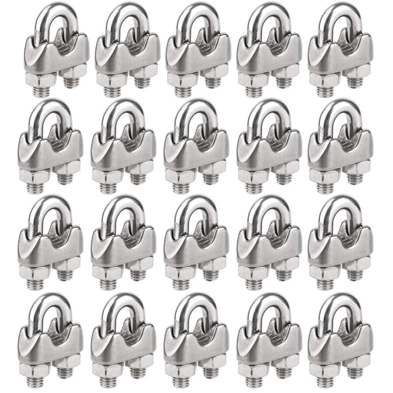 Lntyq - Lot de 20 serre-câbles M5 en acier inoxydable pour fixation de câbles en u pour câbles de gréement et câbles de tension (ø 5 mm)