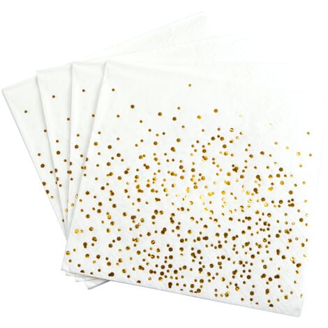 1001KDO Lot de 20 serviettes en papier 33 x 33 cm Confettis or
