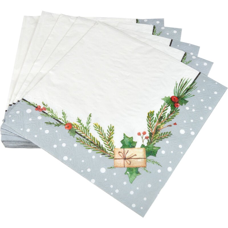 1001kdo - Lot de 20 serviettes en papier Branche de sapin