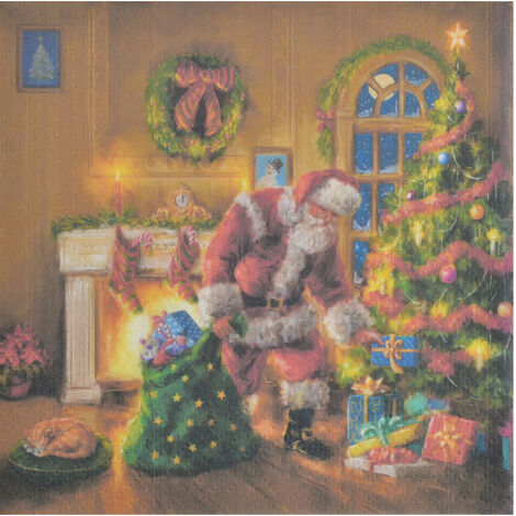 Lot de 20 serviettes en papier Pere noel et cadeaux