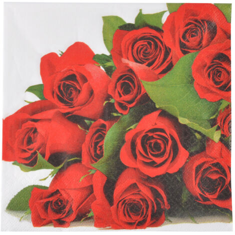 Lot de 20 serviettes papier 33 x 33 cm Bouquet de roses