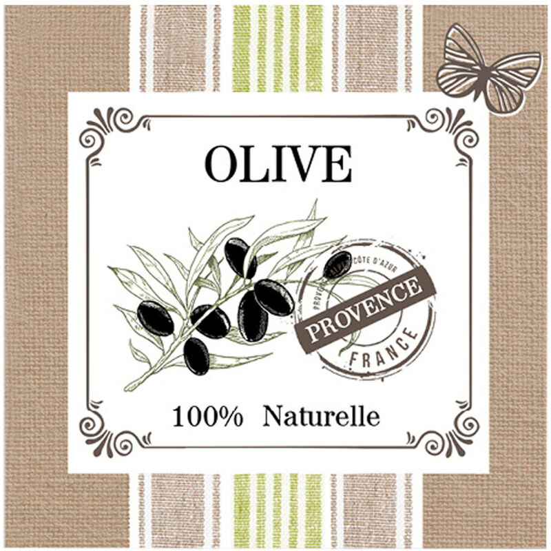 1001kdo - Lot de 20 serviettes papier olive