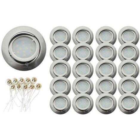 Lot de 20 Spot encastrable 1/4 de tour Alu Brossé Aluminium avec douille GU10 ref.895