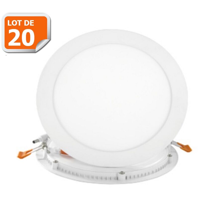 Lot de 20 Spot Encastrable LED Downlight Panel Extra-Plat 24W Blanc Froid 6000K