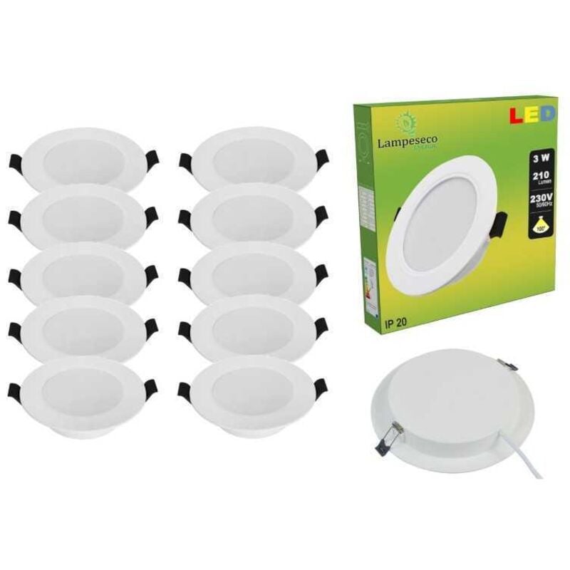 Lot de 20 Spot Encastrable led Downlight Panel Extra-Plat 3W Blanc Froid 6000K